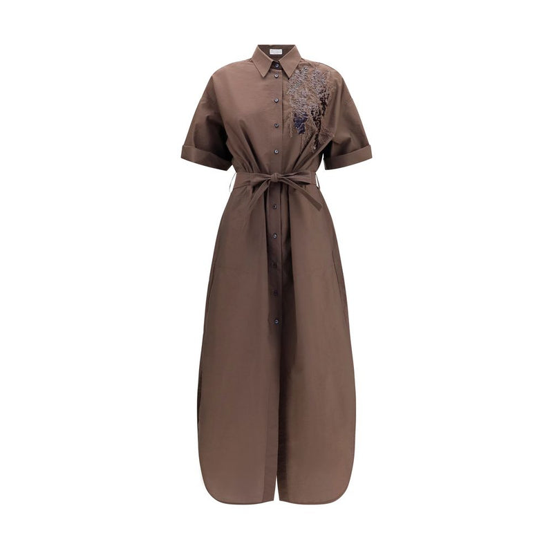 Brunello Cucinelli Brown Cotton Casual Dress