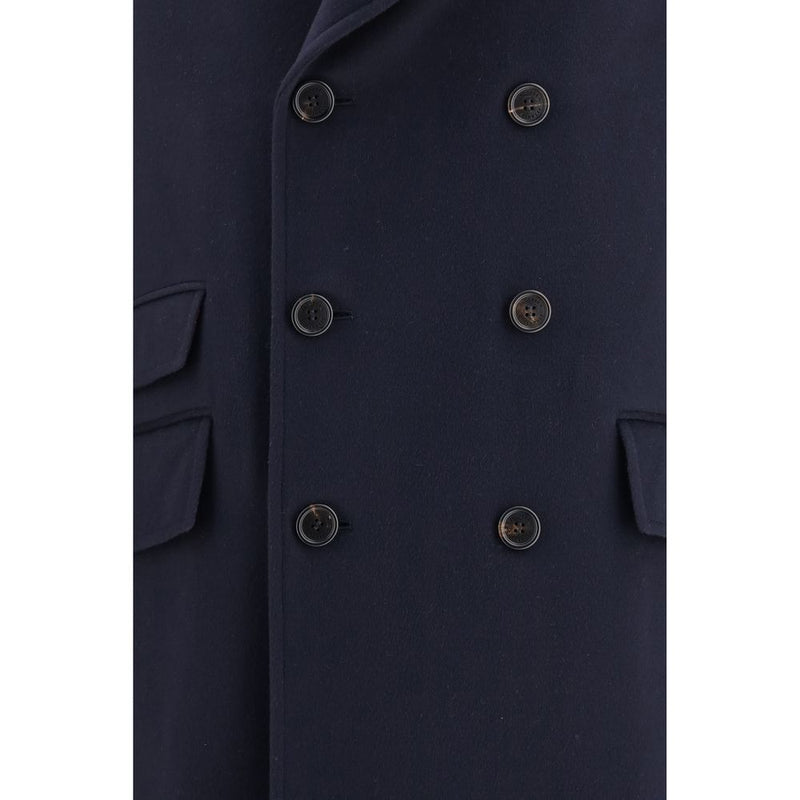 Brunello Cucinelli Blue Wool Oves Aries Coat