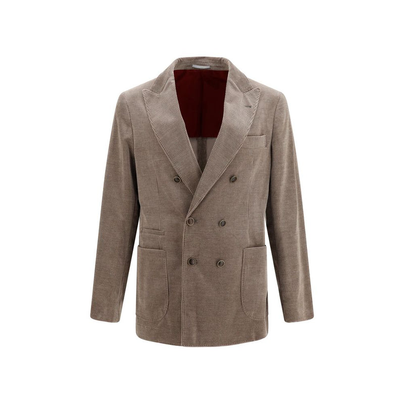 Brunello Cucinelli Gray Cotton Full-Length Jacket