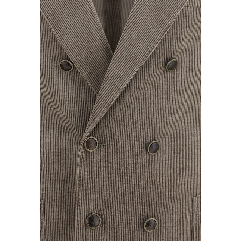 Brunello Cucinelli Gray Cotton Full-Length Jacket