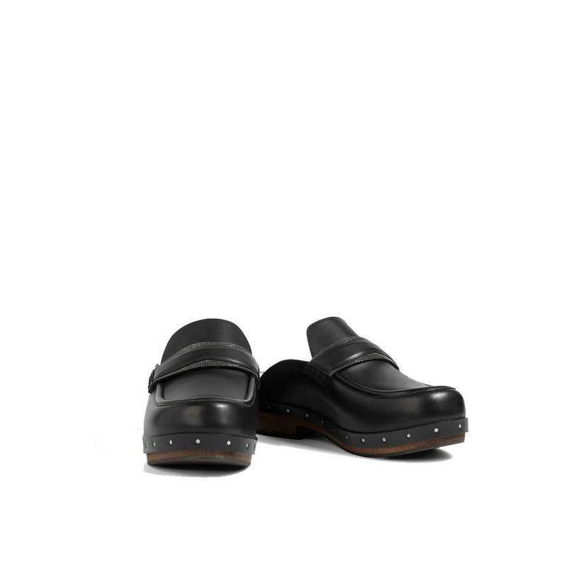 Brunello Cucinelli Black Leather Mules