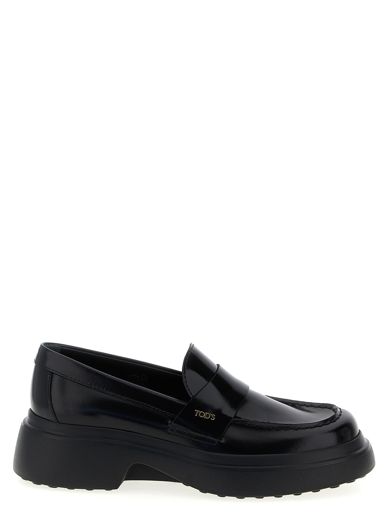 Tod's Black Calfskin Slip-On Loafers
