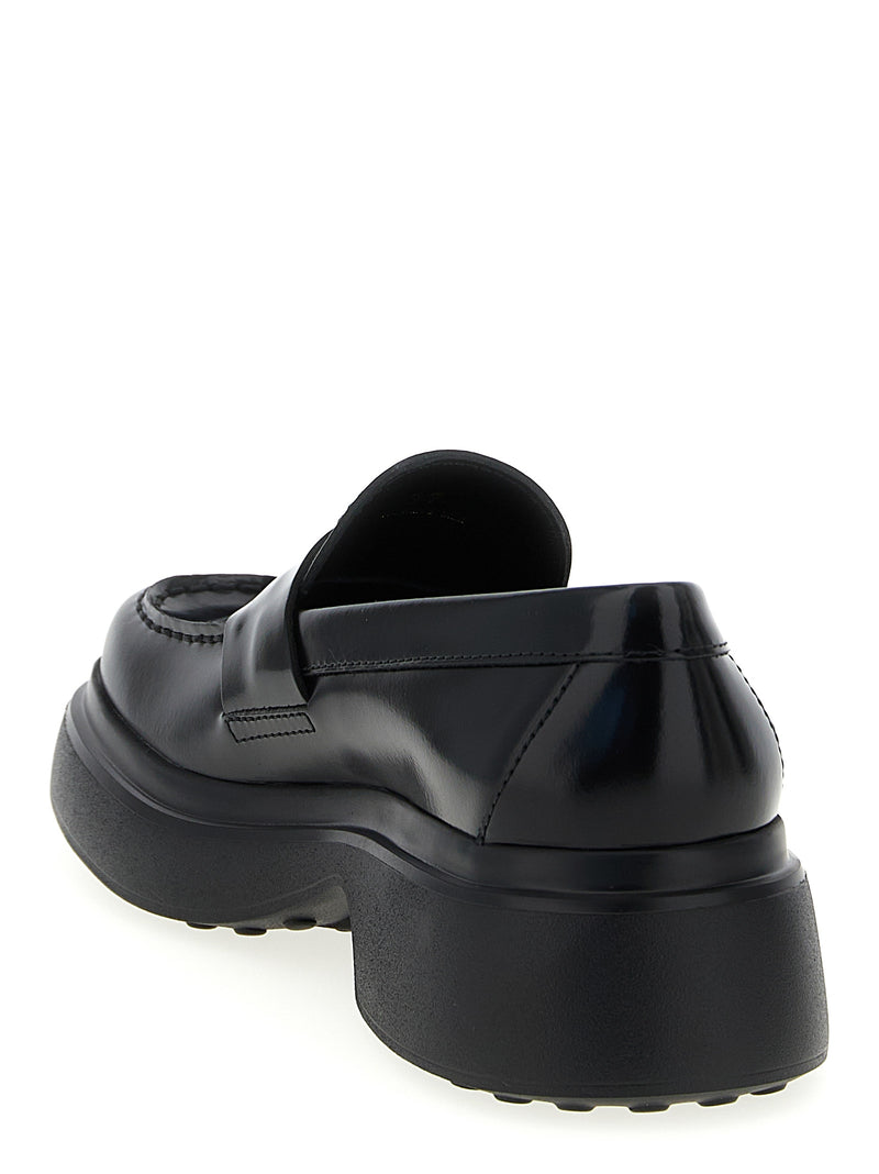 Tod's Black Calfskin Slip-On Loafers