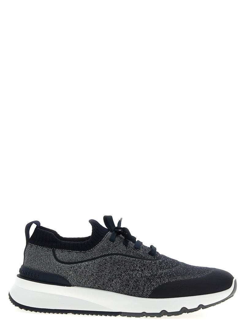 Brunello Cucinelli Blue Cotton Athletic Sneakers