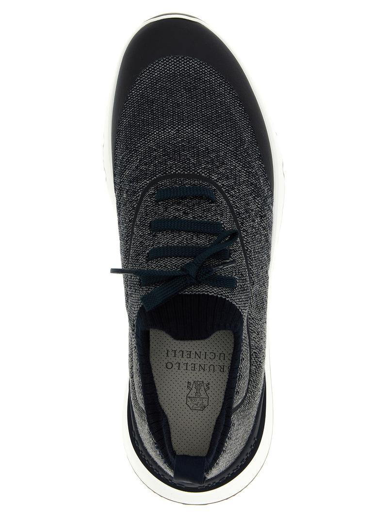 Brunello Cucinelli Blue Cotton Athletic Sneakers