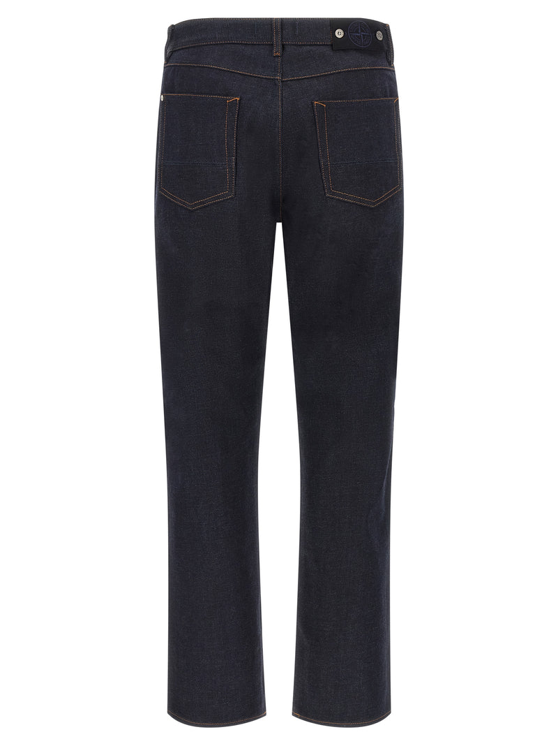 Stone Island Blue Cotton Straight-Leg Jeans