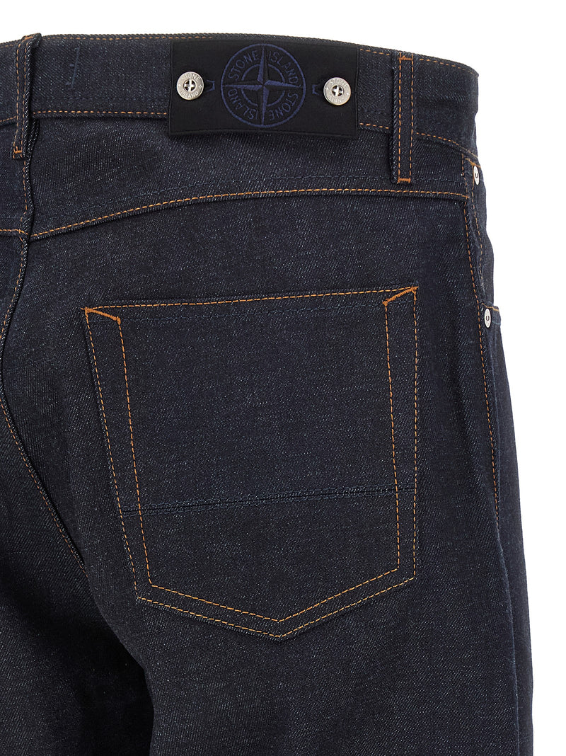Stone Island Blue Cotton Straight-Leg Jeans