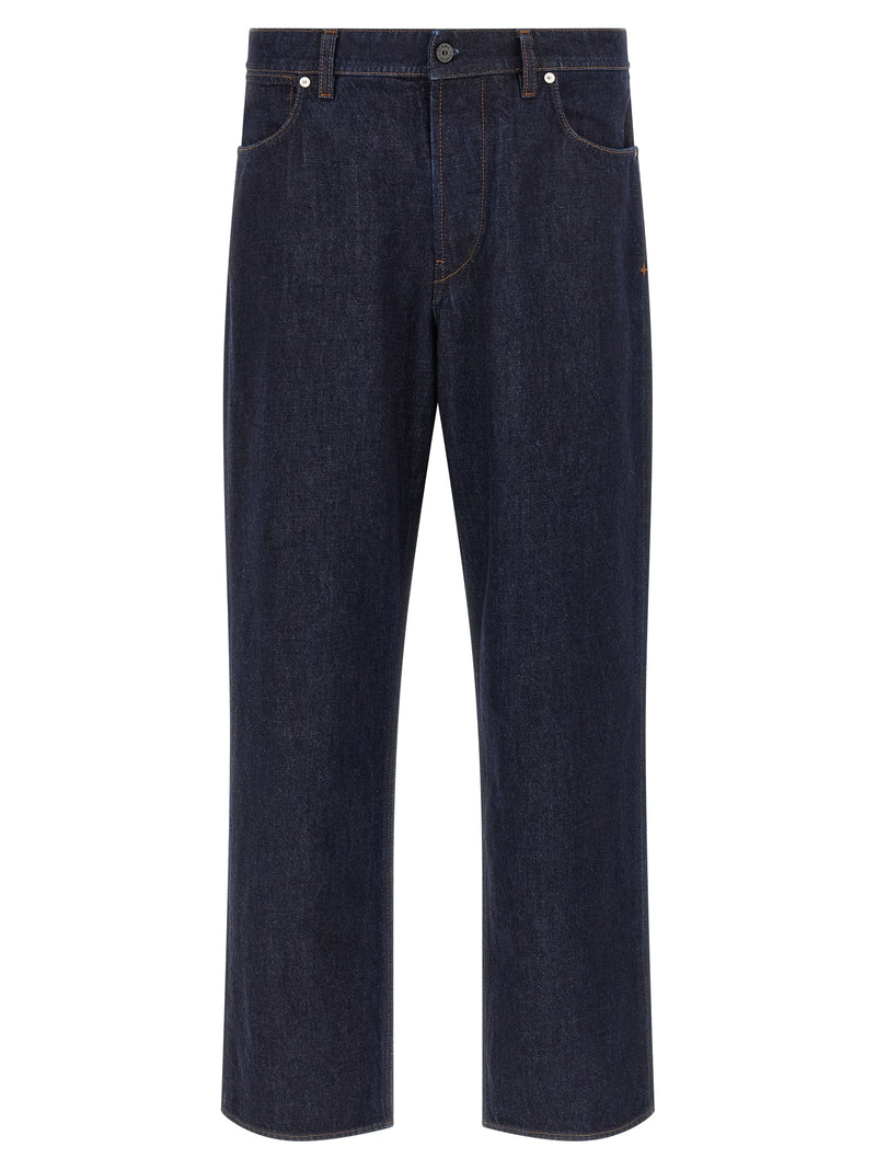 Stone Island Blue Cotton Straight-Leg Jeans