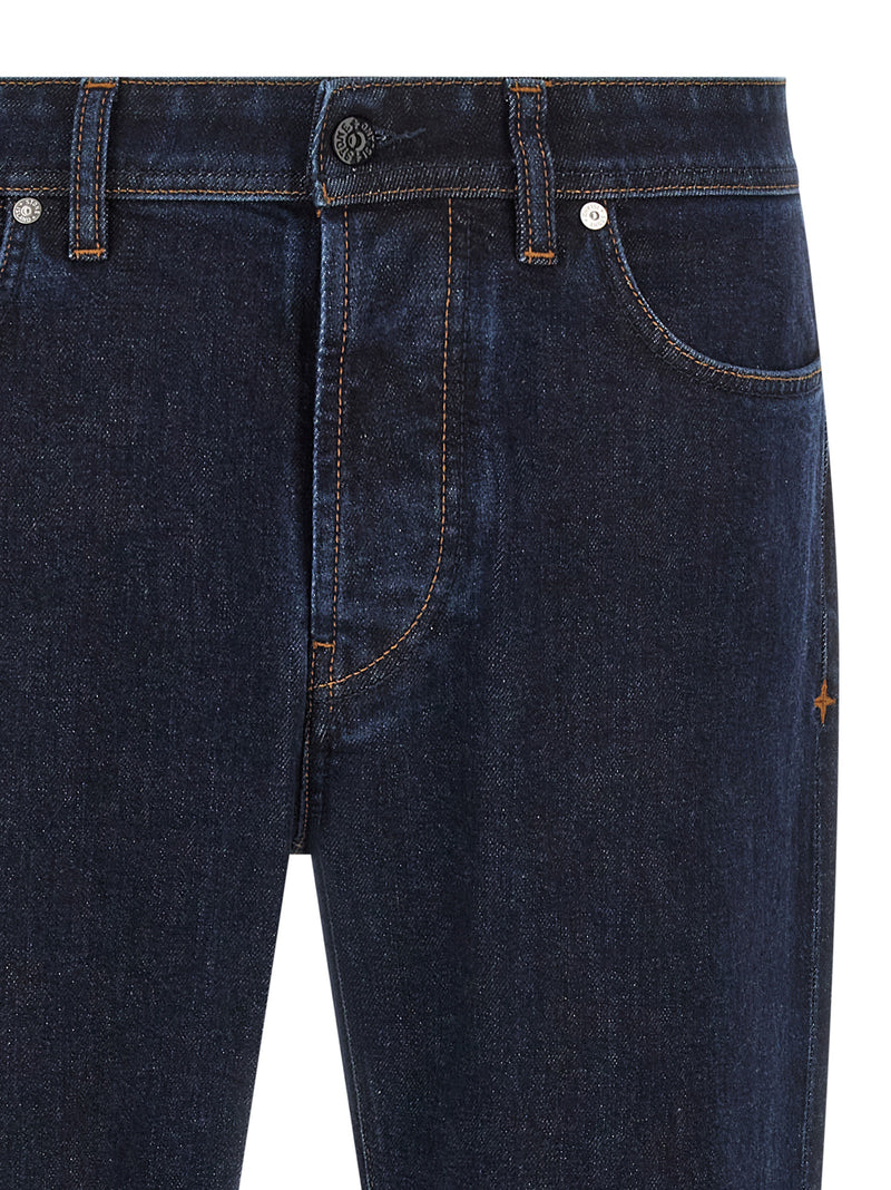 Stone Island Blue Cotton Straight-Leg Jeans