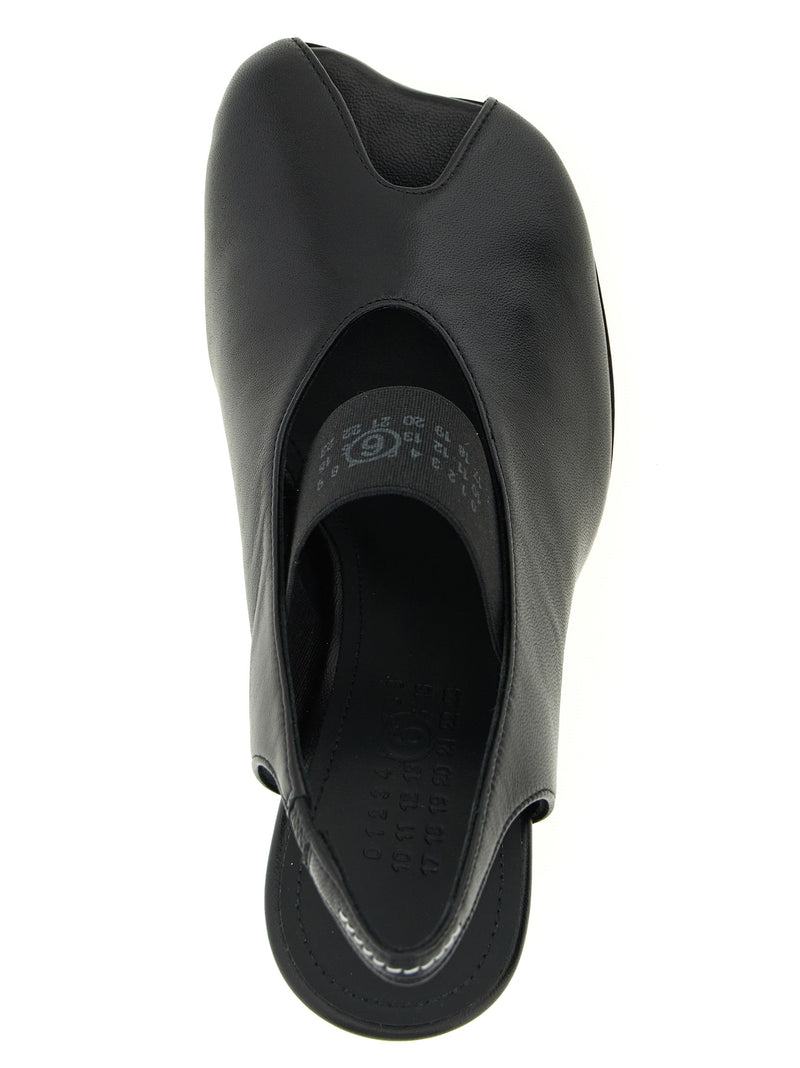 MM6 Maison Margiela Black Lamb Leather Mid Heel Pumps