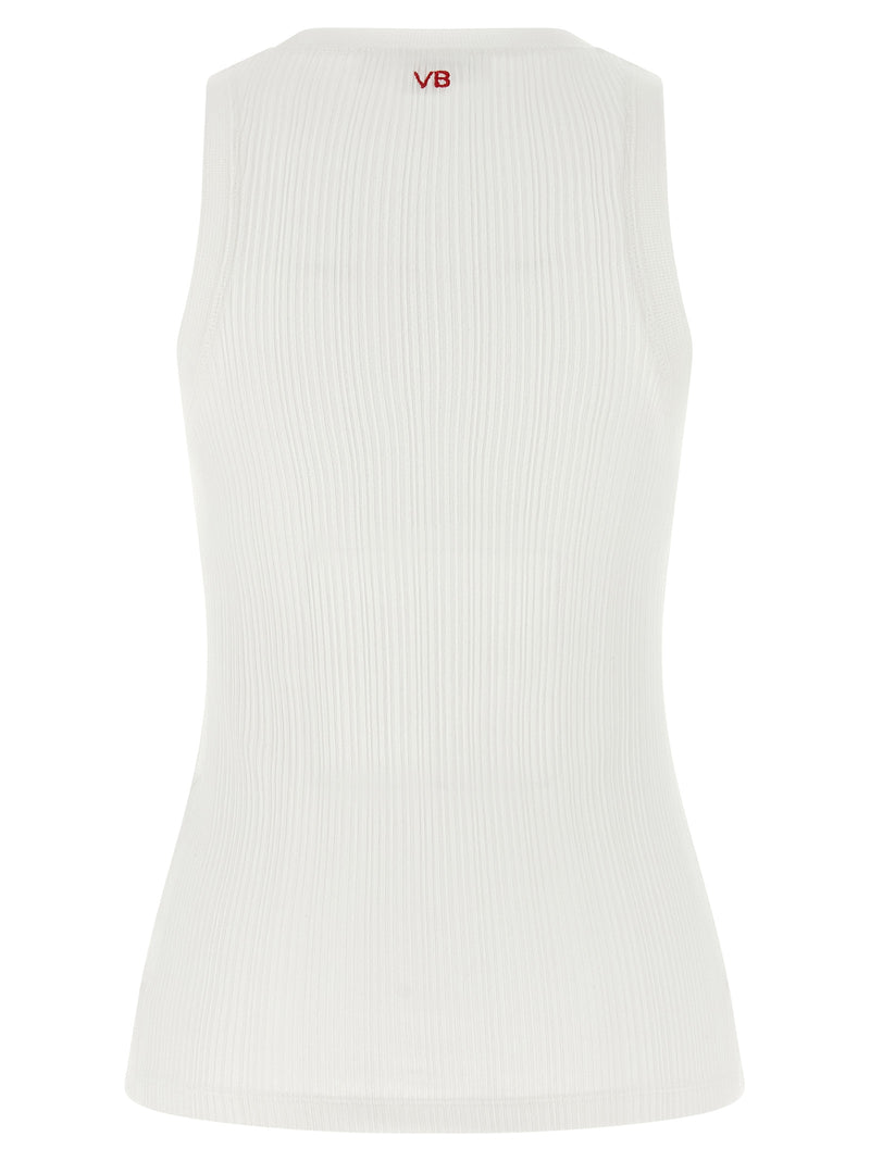 Victoria Beckham White Cotton Sleeveles T-Shirt