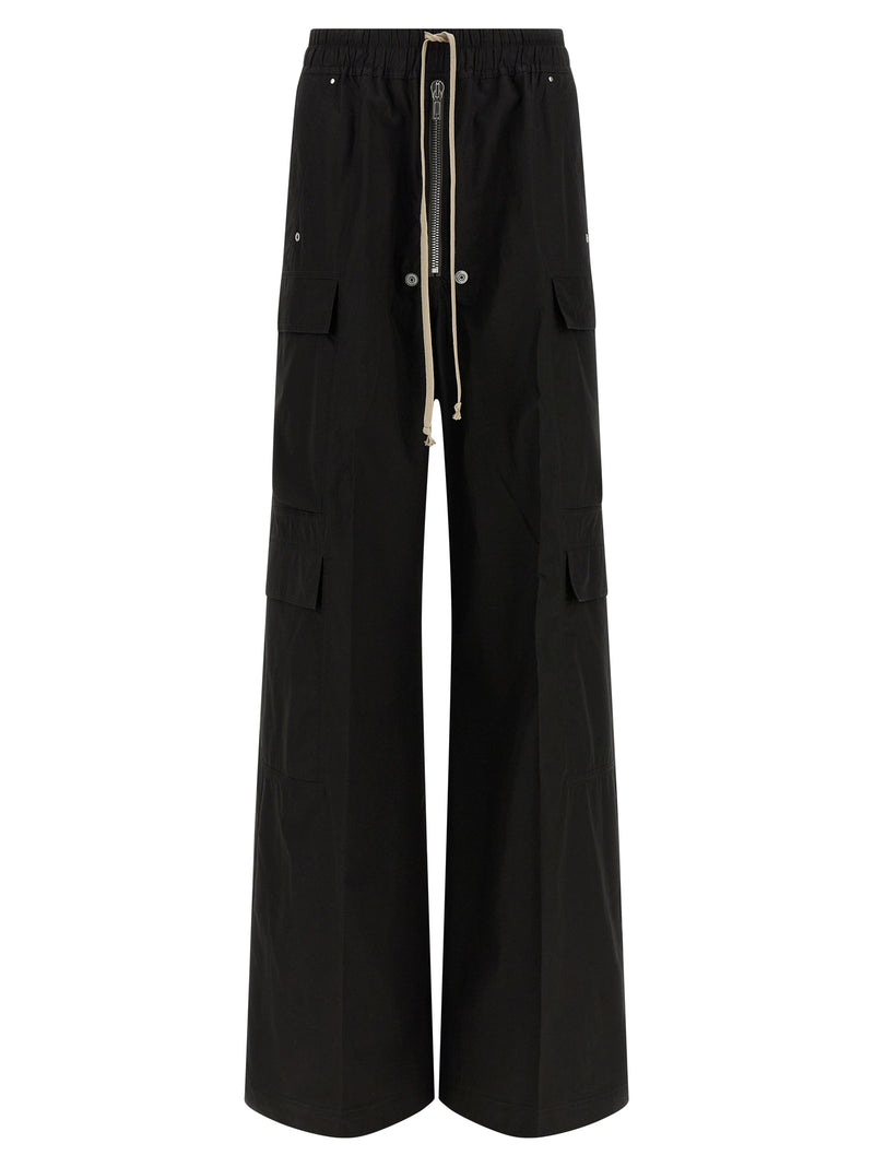 Rick Owens Black Cotton Cargo Pants