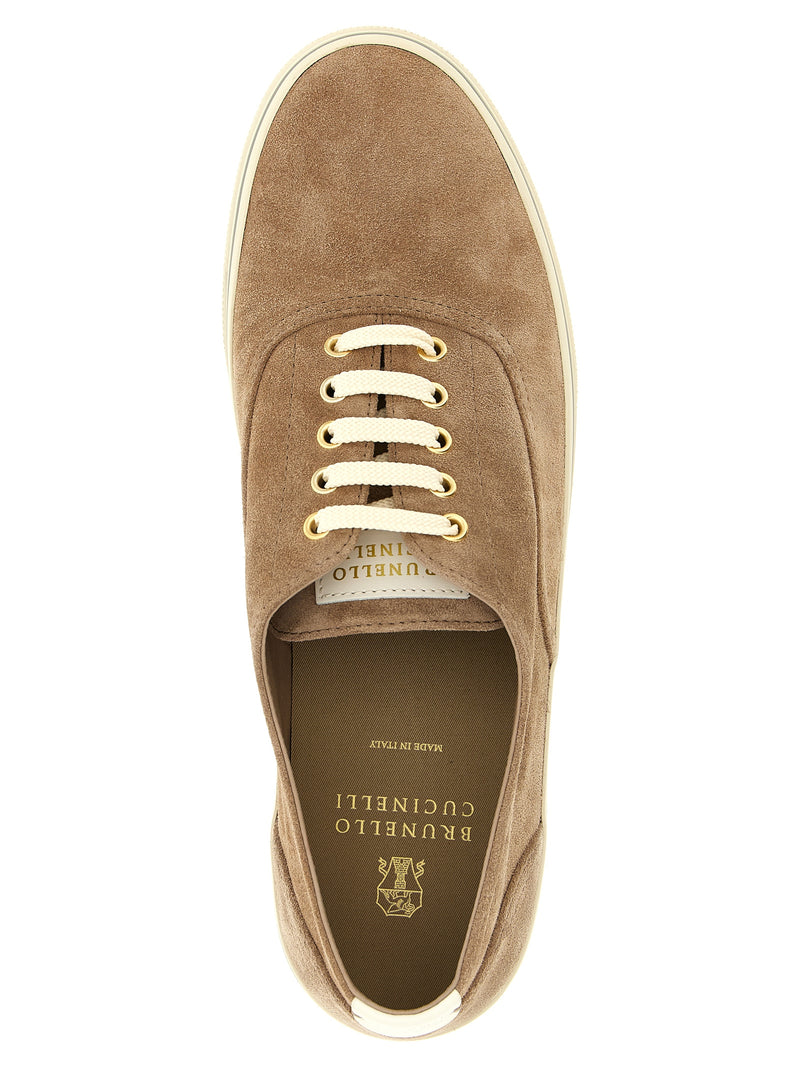 Brunello Cucinelli Beige Calfskin Low Top Sneakers