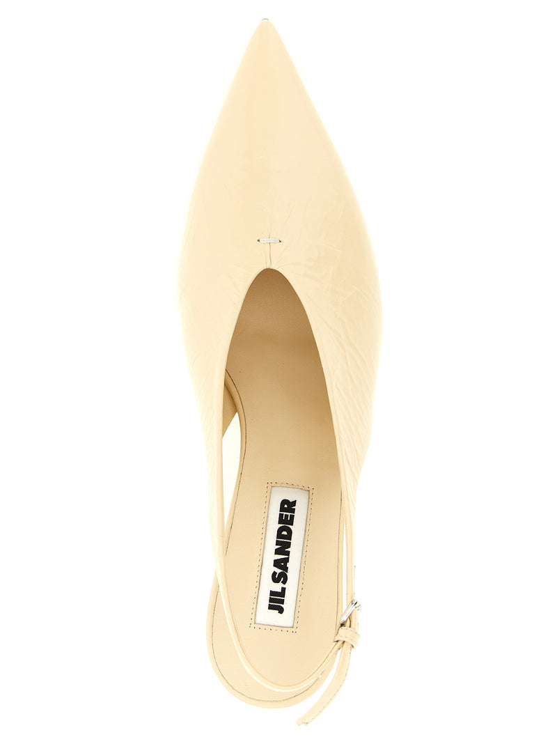Jil Sander Beige Calfskin Mid Heel Pumps