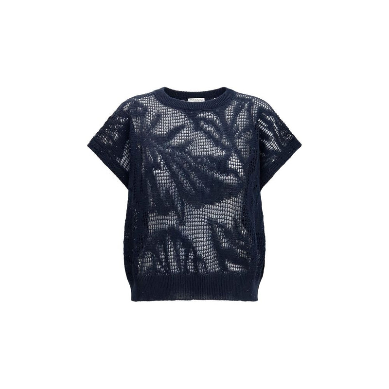 Brunello Cucinelli Blue Linen T-Shirt