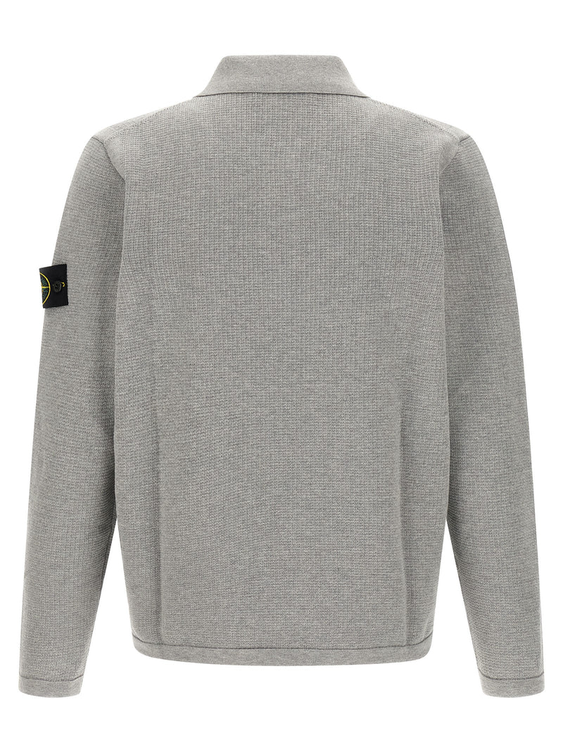 Stone Island Gray Cotton Polo Shirt