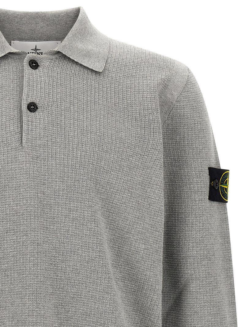 Stone Island Gray Cotton Polo Shirt