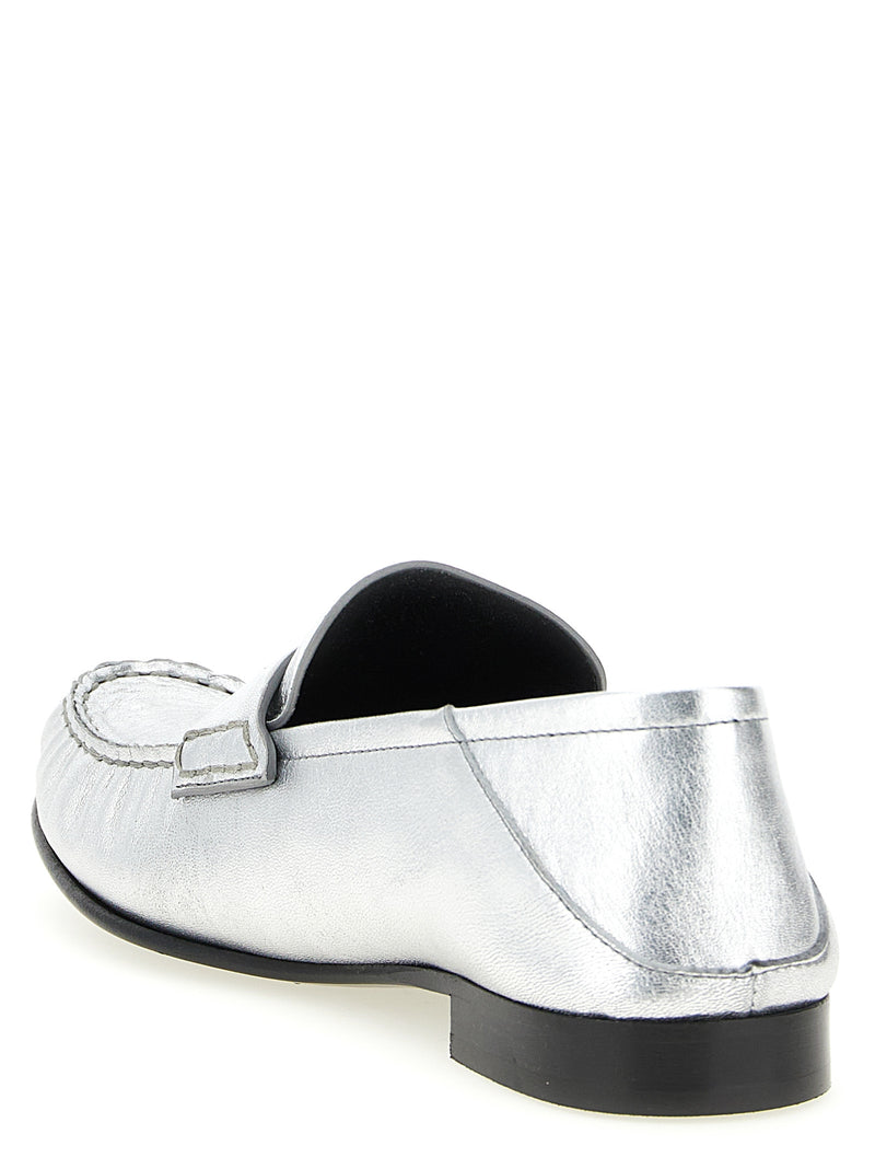 Versace Silver Lamb Leather Slip-On Loafers