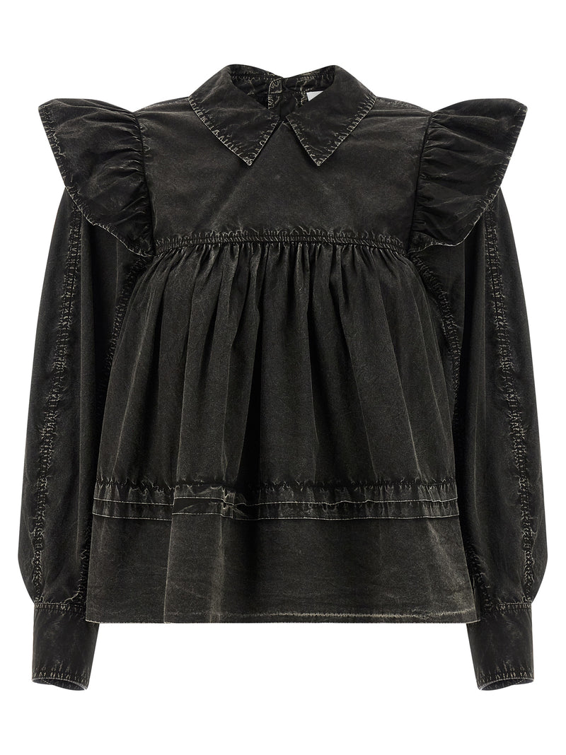 Ganni Black Organic Cotton Blouse