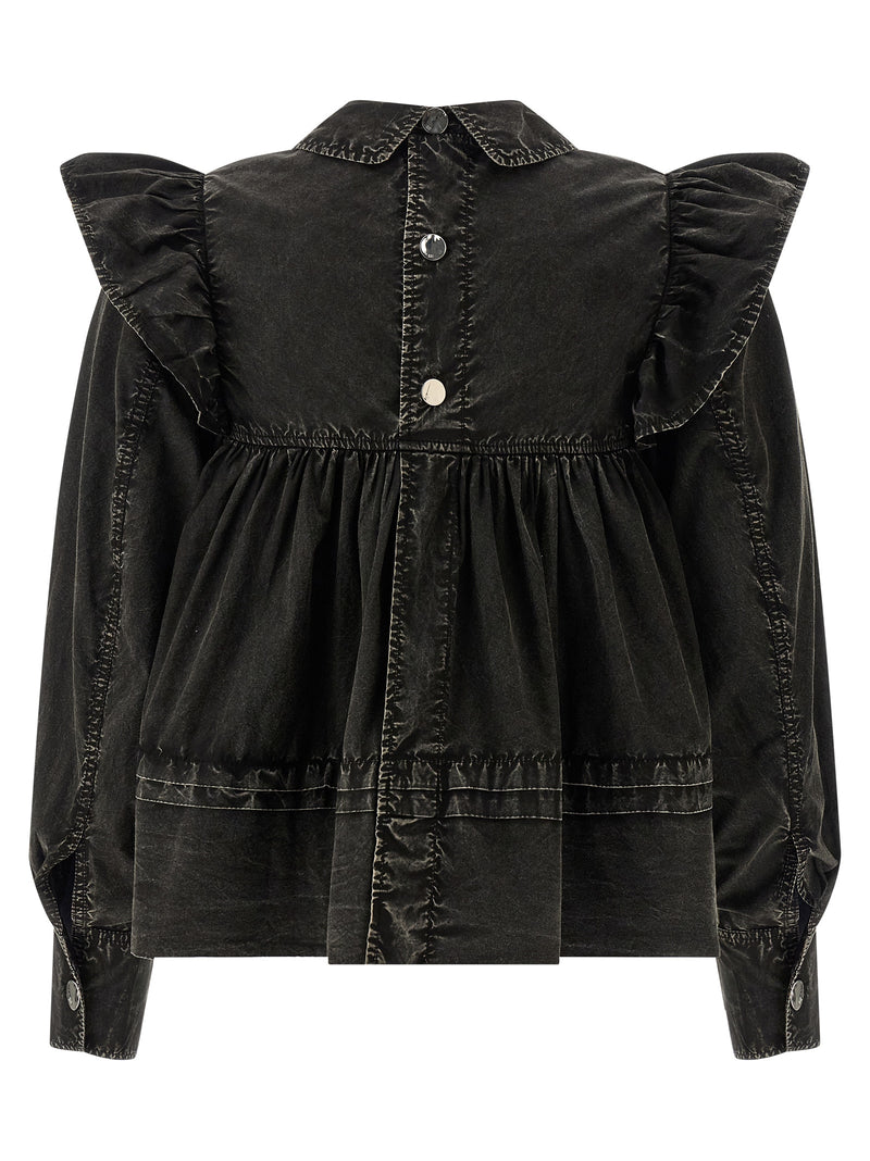 Ganni Black Organic Cotton Blouse
