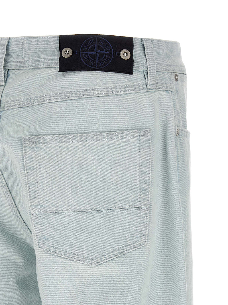 Stone Island Blue Cotton Straight-Leg Jeans