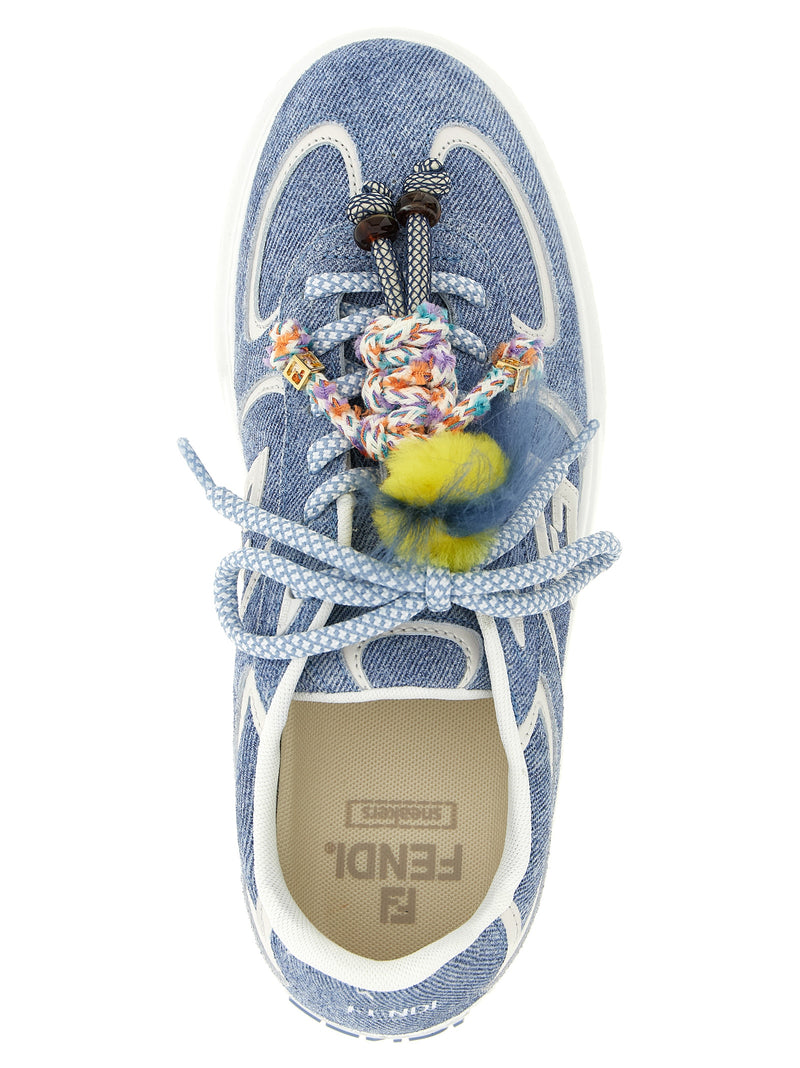 Fendi Blue Calfskin Platform Sneakers