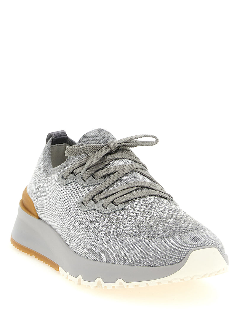 Brunello Cucinelli Gray Cotton Athletic Sneakers