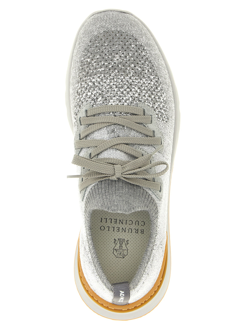 Brunello Cucinelli Gray Cotton Athletic Sneakers