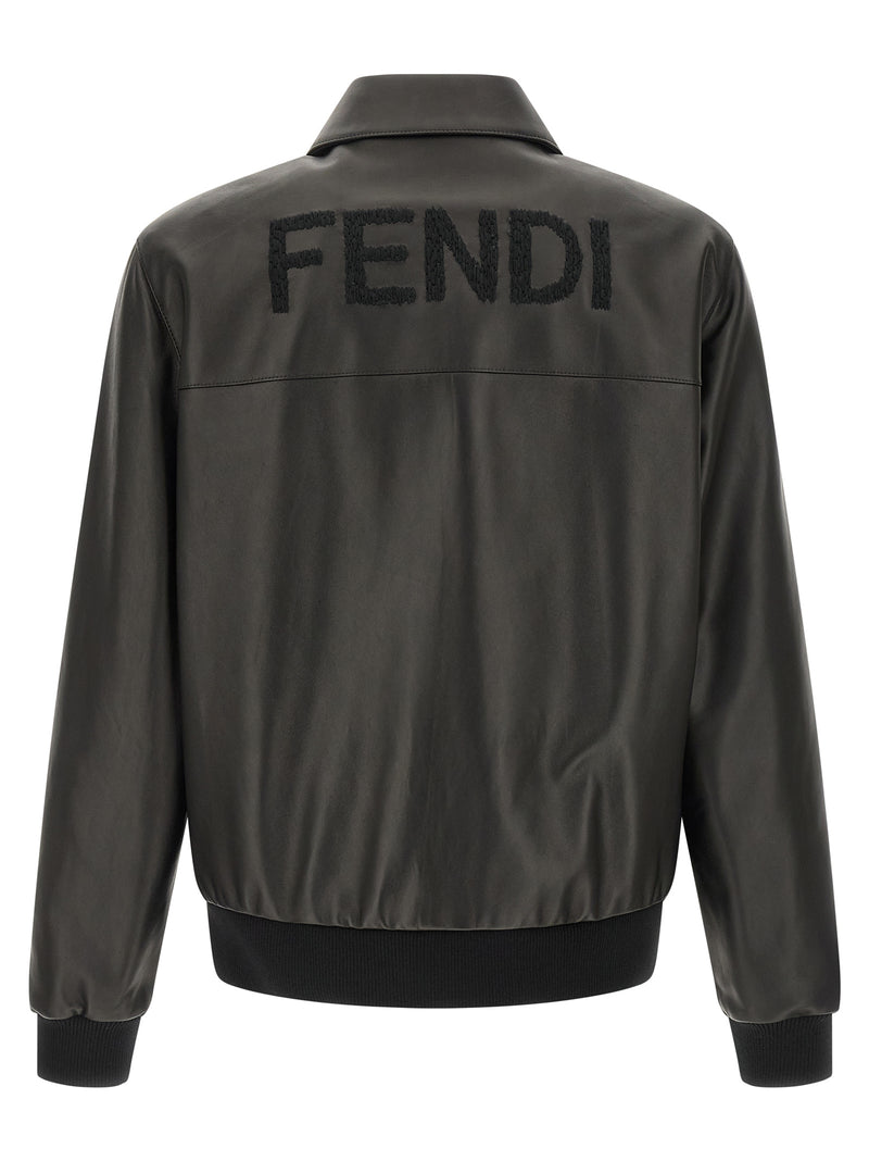 Fendi Black Lamb Leather Leather Jacket
