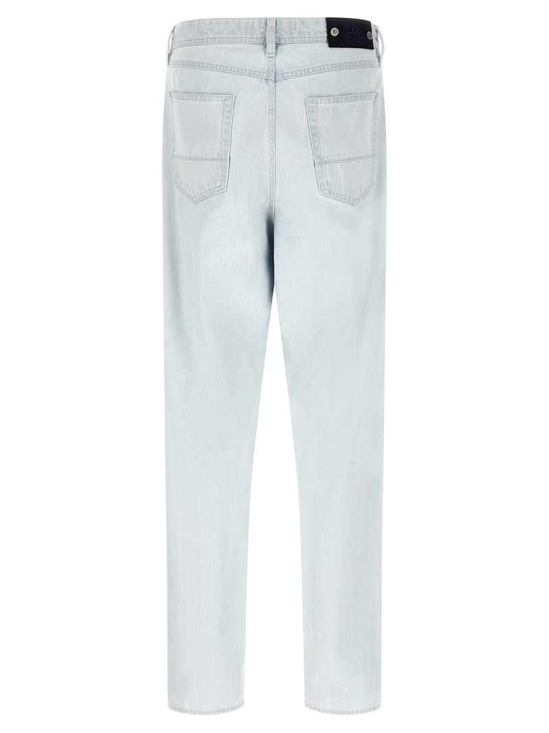 Stone Island Blue Cotton Straight-Leg Jeans