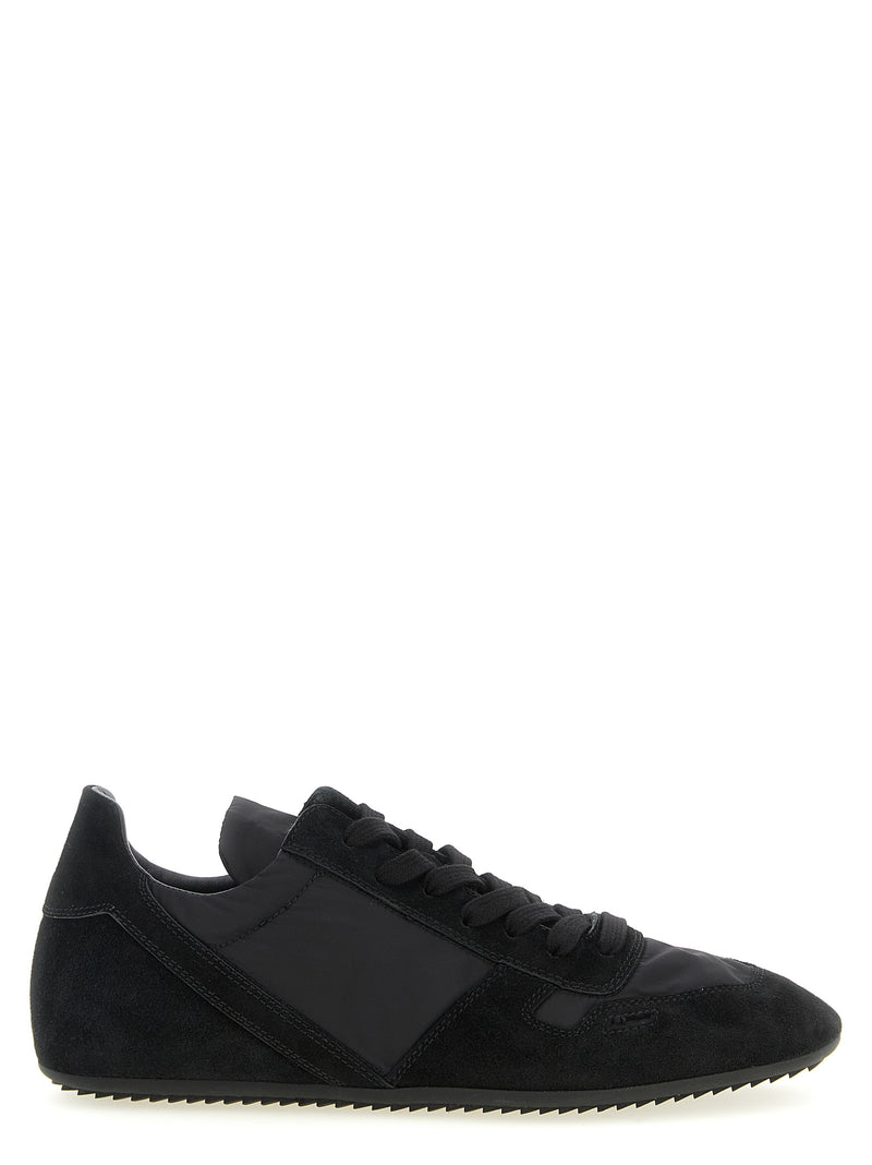 Rick Owens Black Calfskin Athletic Sneakers