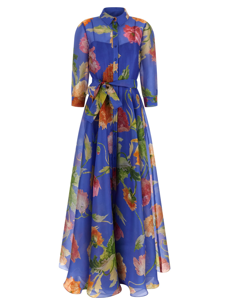Carolina Herrera Blue Silk Long Dress