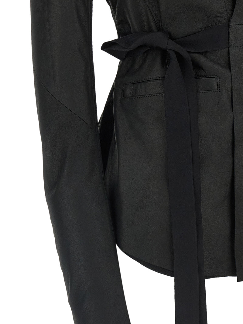Rick Owens Black Lamb Leather Leather Jacket