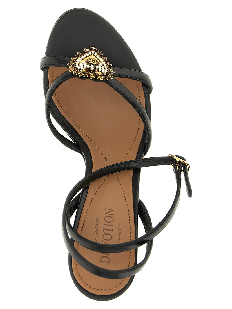 Dolce & Gabbana Black Calfskin Stiletto Heel Sandals
