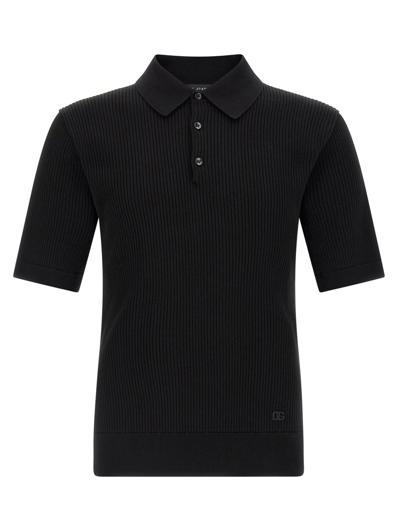 Dolce & Gabbana Black Cotton Polo Shirt