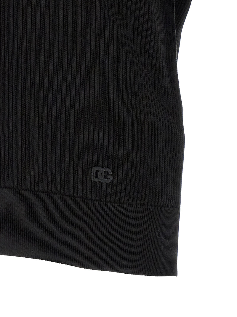 Dolce & Gabbana Black Cotton Polo Shirt