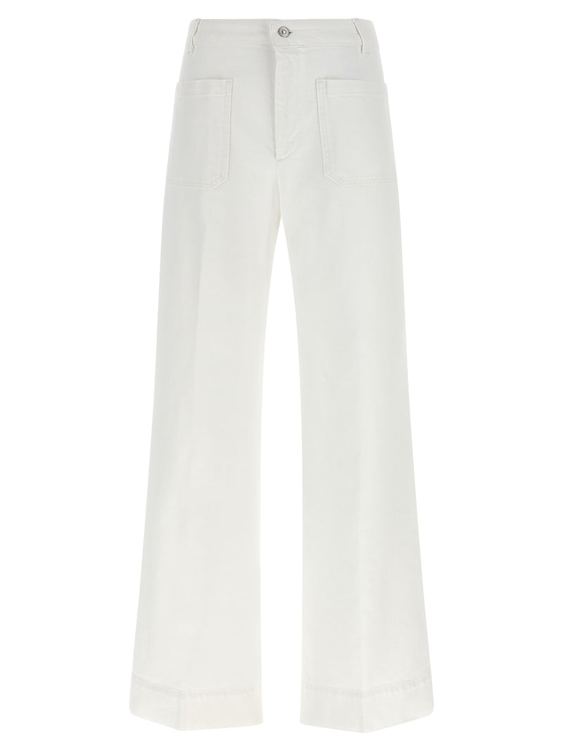 Victoria Beckham White Cotton Flared Jeans