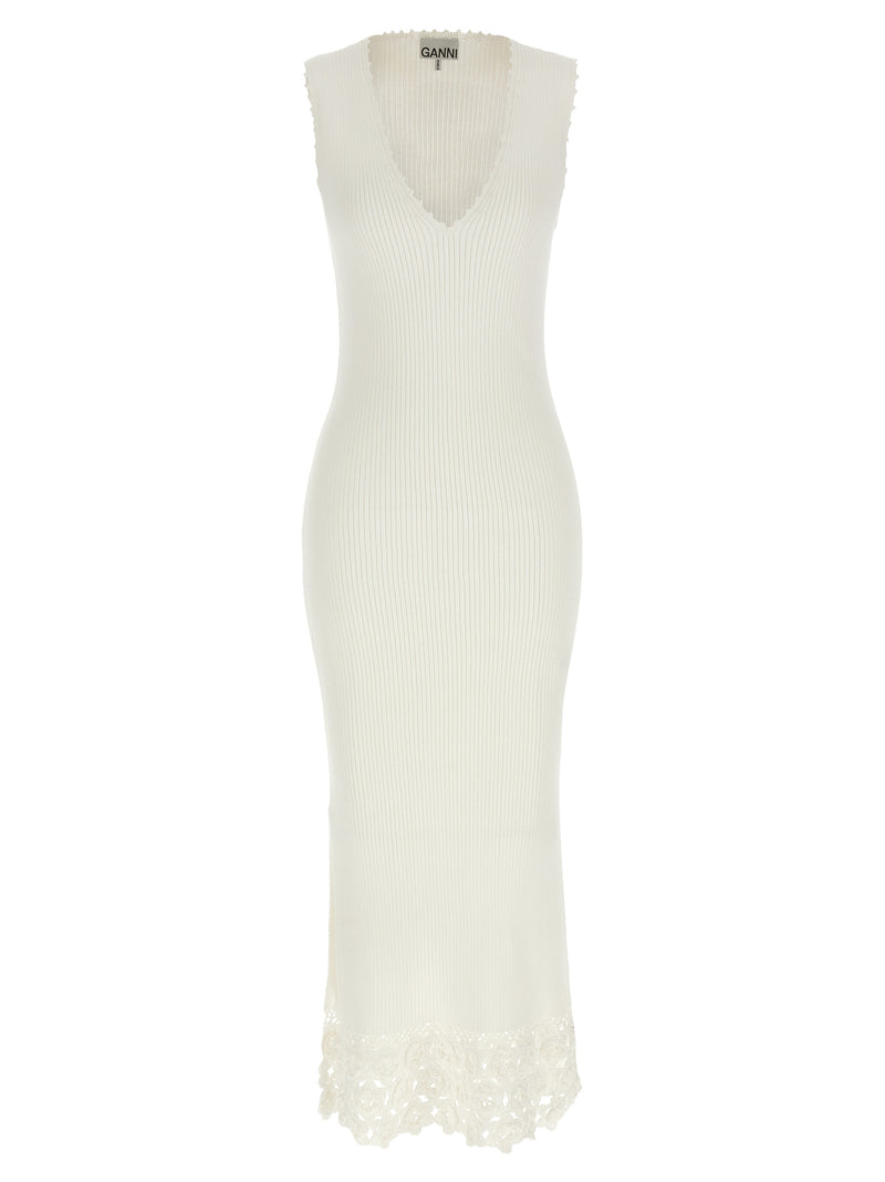 Ganni White Organic Cotton Long Dress