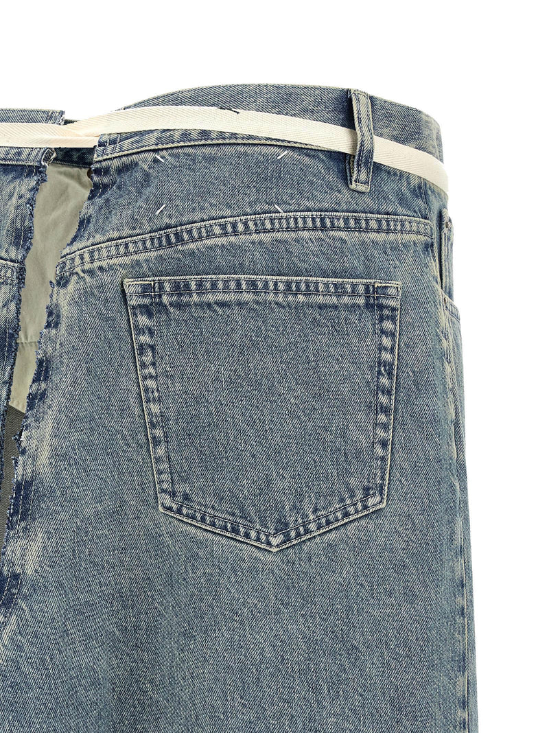 Maison Margiela Blue Cotton Mini Skirt