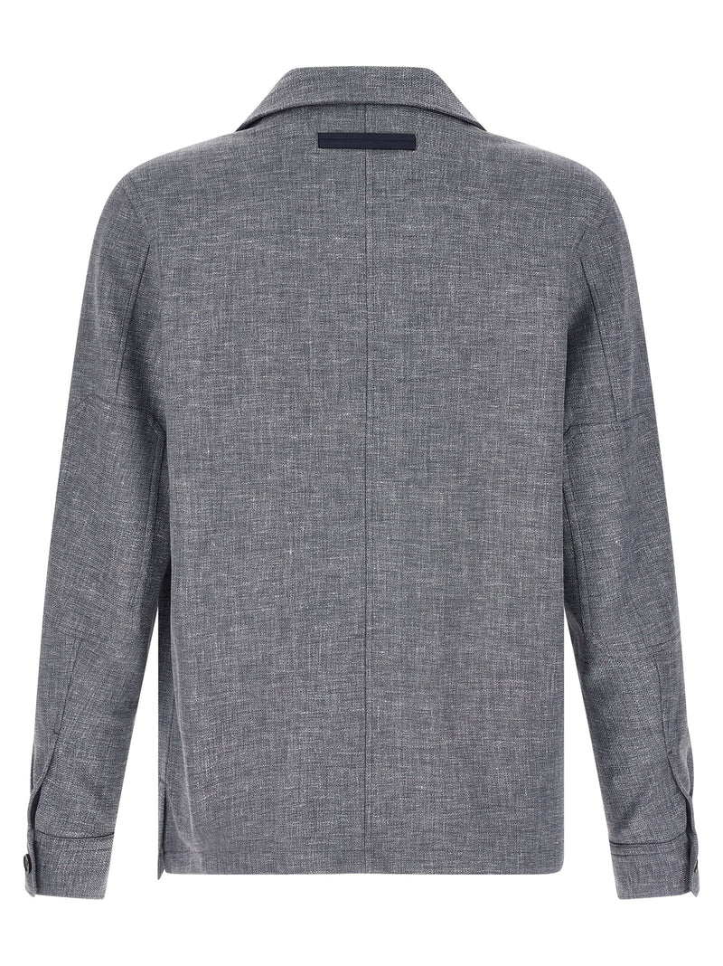ZEGNA Blue Linen Blouse