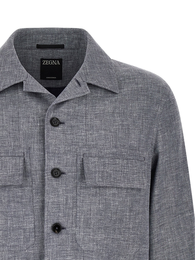 ZEGNA Blue Linen Blouse