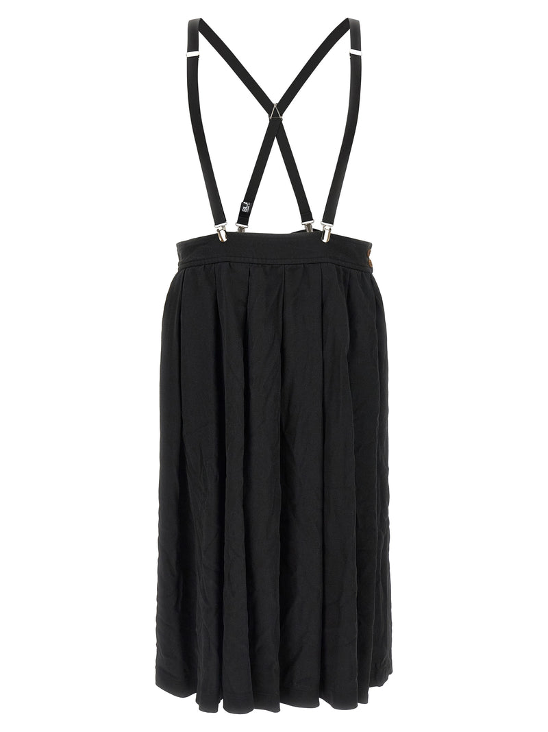 Comme Des Garçons Black Polyester Midi Skirt