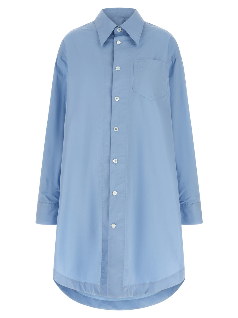 Ami Paris Blue Cotton Midi Dress