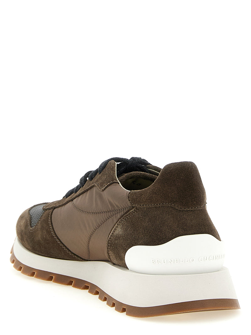 Brunello Cucinelli Bicolor Calfskin Athletic Sneakers