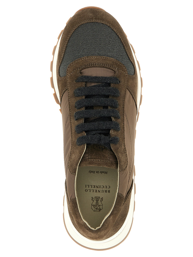 Brunello Cucinelli Bicolor Calfskin Athletic Sneakers