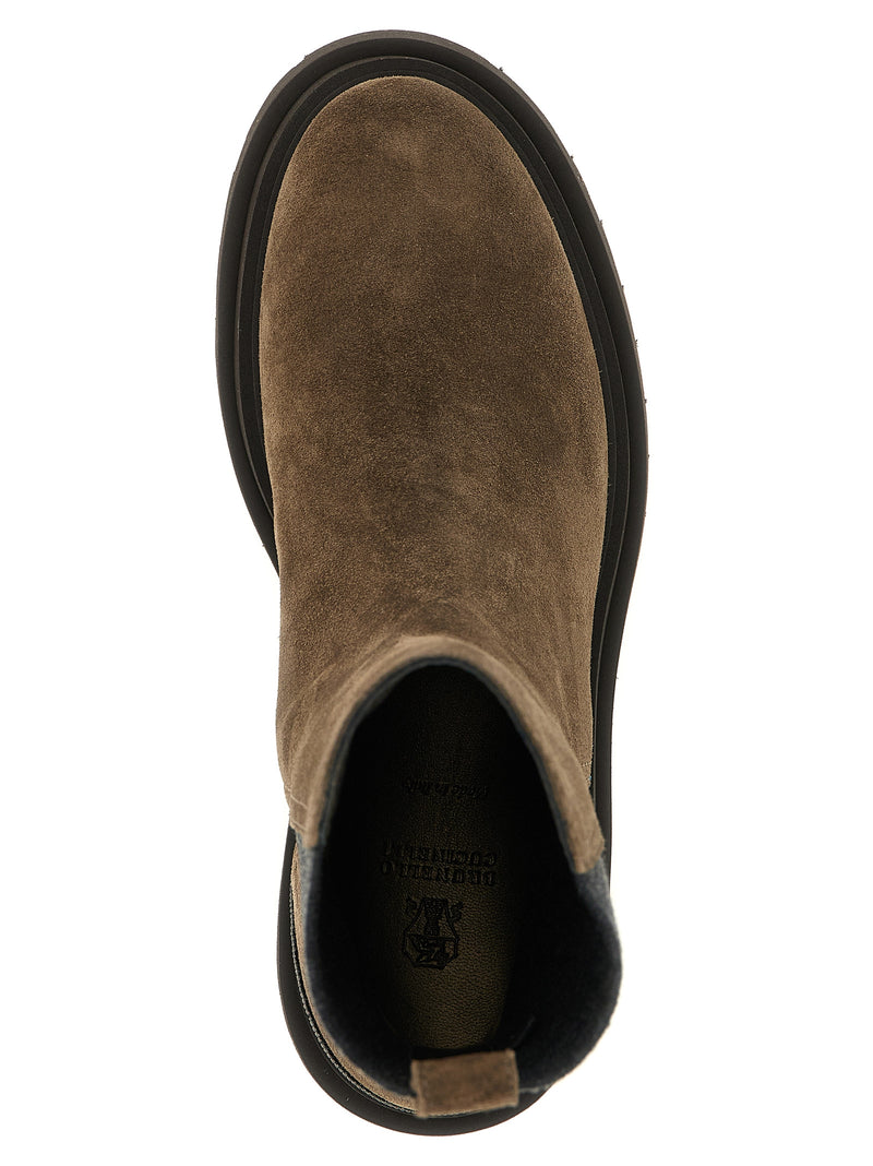 Brunello Cucinelli Brown Calfskin Ankle Boots