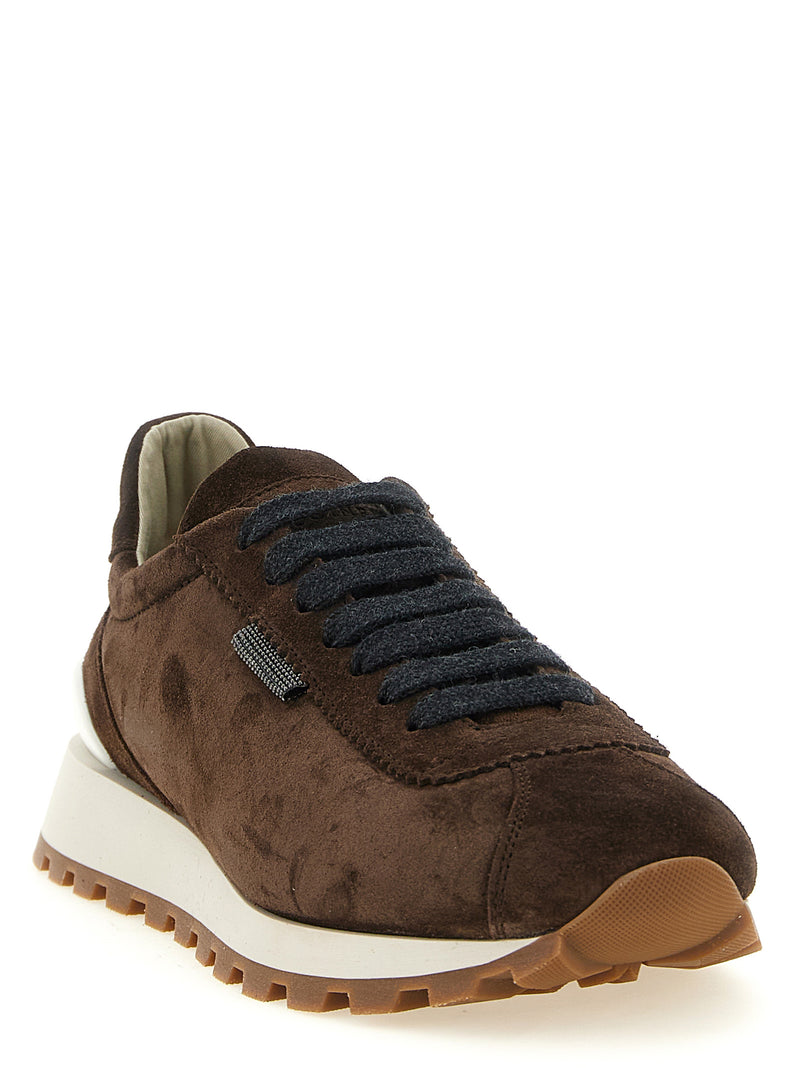 Brunello Cucinelli Brown Calfskin Athletic Sneakers