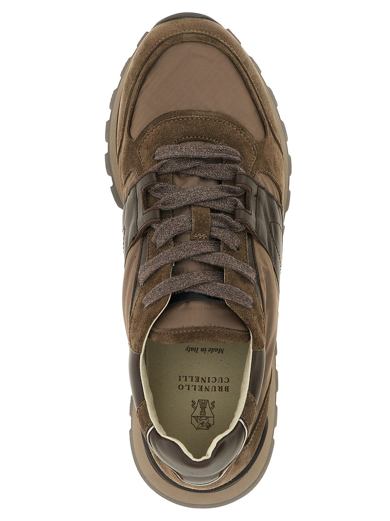 Brunello Cucinelli Bicolor Calfskin Athletic Sneakers