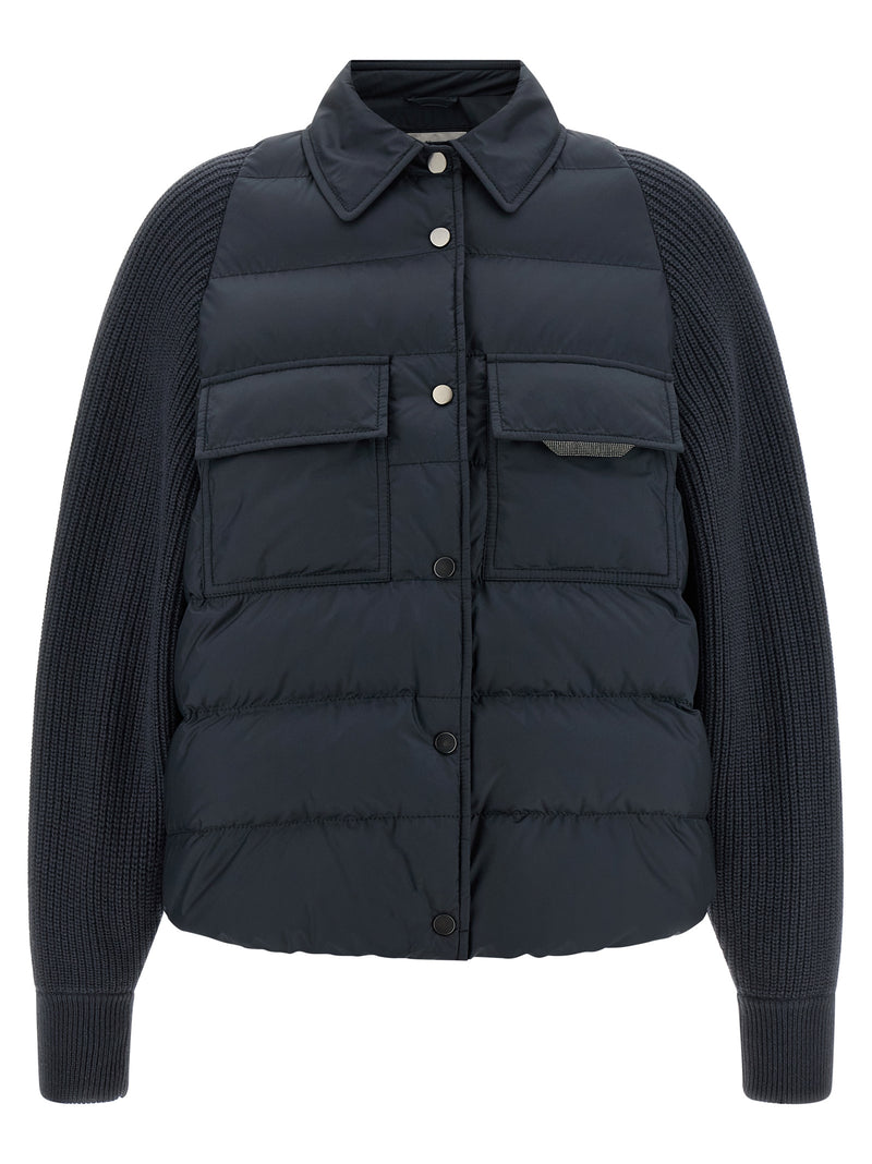 Brunello Cucinelli Blue Polyester Full-Length Jacket