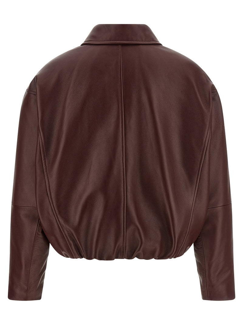 Brunello Cucinelli Bordeaux Calfskin Leather Jacket